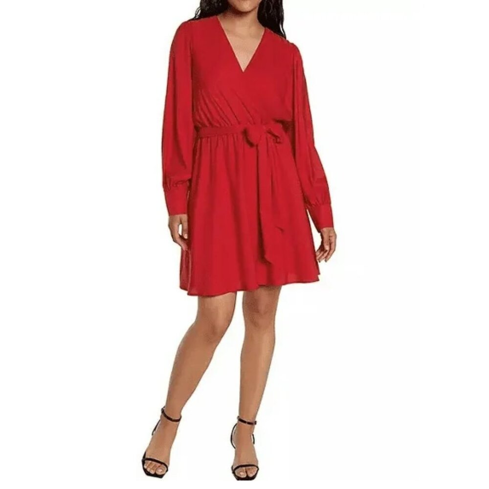 Express Vibrant Red Long Sleeve Dress - Lightweight Fabric - Size SMALL - NWT!!!